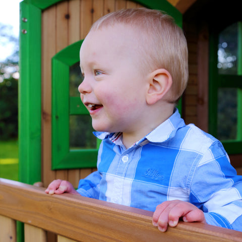 Image of AXI Tom Playhouse Bruin/Groen incl rode glijbaan