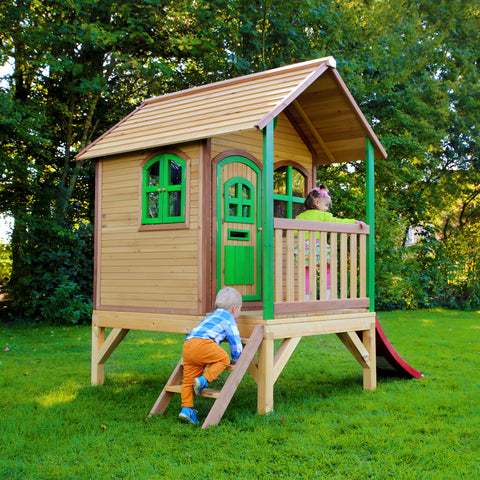 Image of AXI Tom Playhouse Bruin/Groen incl rode glijbaan
