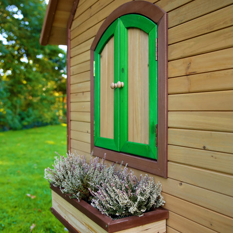 Image of AXI Tom Playhouse Bruin/Groen incl rode glijbaan