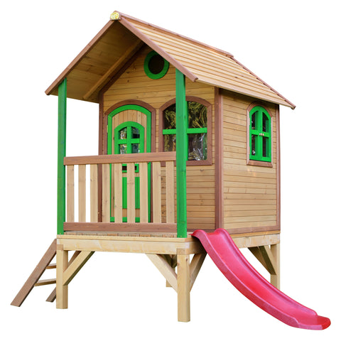 Image of AXI Tom Playhouse Bruin/Groen incl rode glijbaan