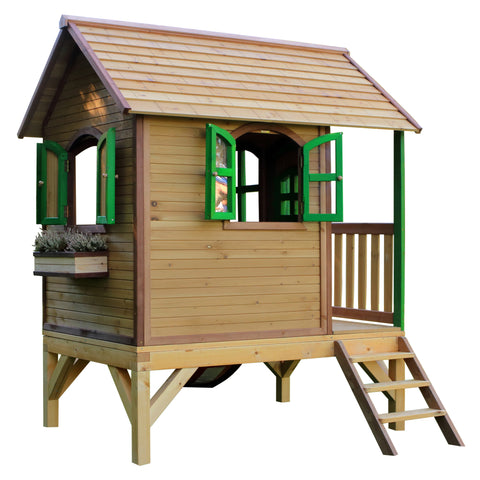 Image of AXI Tom Playhouse Bruin/Groen incl rode glijbaan