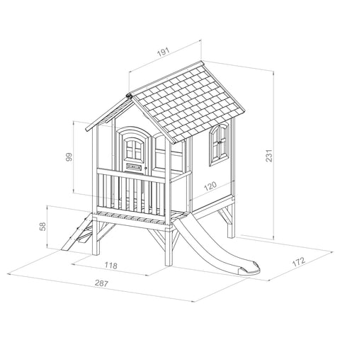 Image of AXI Tom Playhouse Bruin/Groen incl rode glijbaan