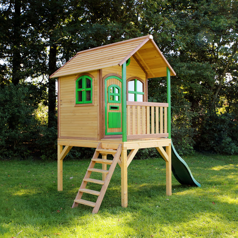 Image of AXI Laura Playhouse Bruin/Groen incl groene glijbaan