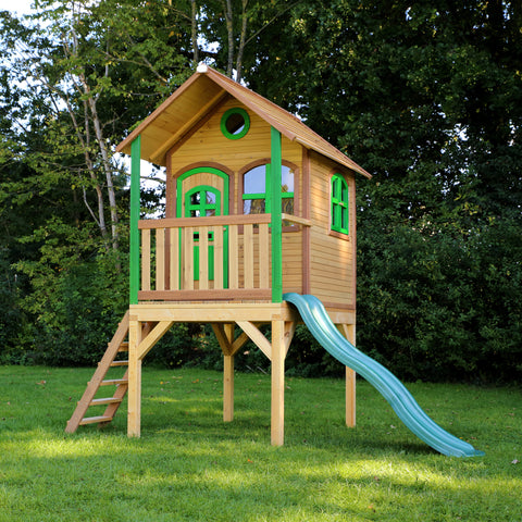 Image of AXI Laura Playhouse Bruin/Groen incl groene glijbaan