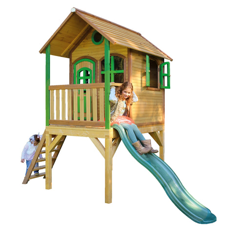 Image of AXI Laura Playhouse Bruin/Groen incl groene glijbaan
