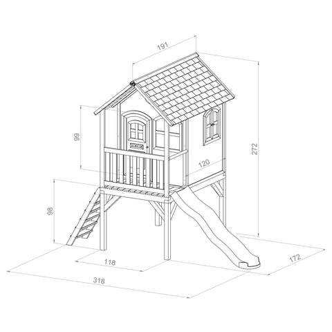 Image of AXI Laura Playhouse Bruin/Groen incl groene glijbaan