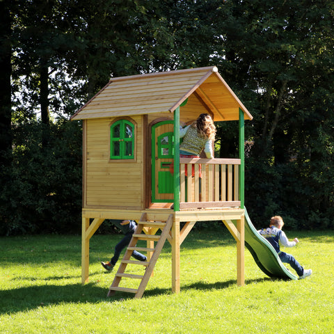 Image of AXI Laura Playhouse Bruin/Groen incl groene glijbaan