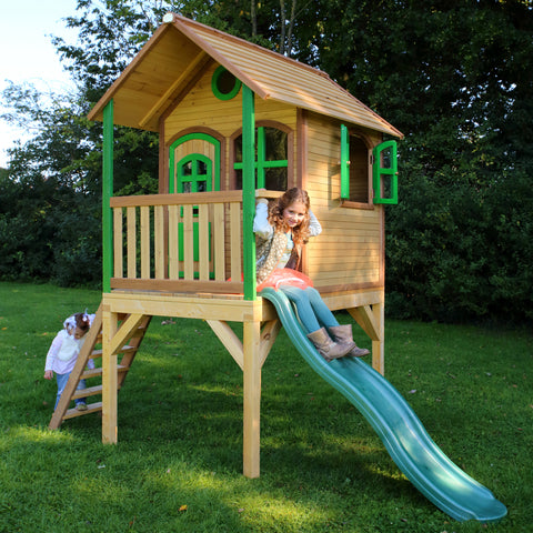 Image of AXI Laura Playhouse Bruin/Groen incl groene glijbaan