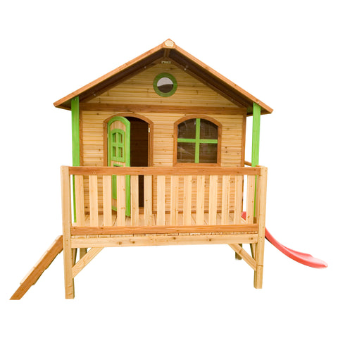 Image of AXI Stef Playhouse Bruin/Groen incl rode glijbaan
