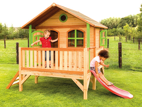 Image of AXI Stef Playhouse Bruin/Groen incl rode glijbaan