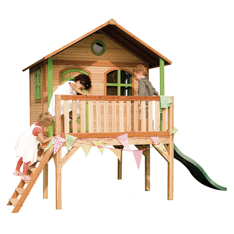 Image of AXI Sophie Playhouse Bruin/Groen incl groene glijbaan