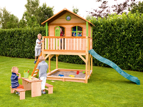 Image of AXI Marc Playhouse Bruin/Groen incl groene glijbaan