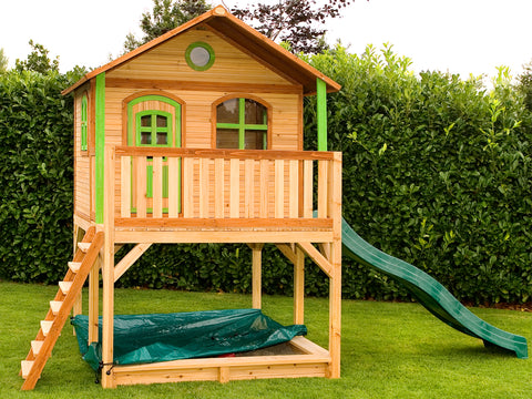 Image of AXI Marc Playhouse Bruin/Groen incl groene glijbaan