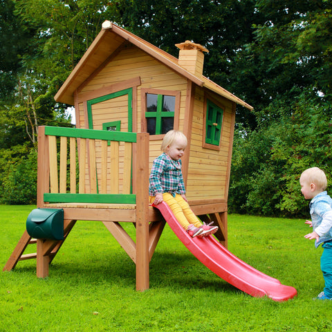 Image of AXI Robin Playhouse Bruin/groen incl rode glijbaan