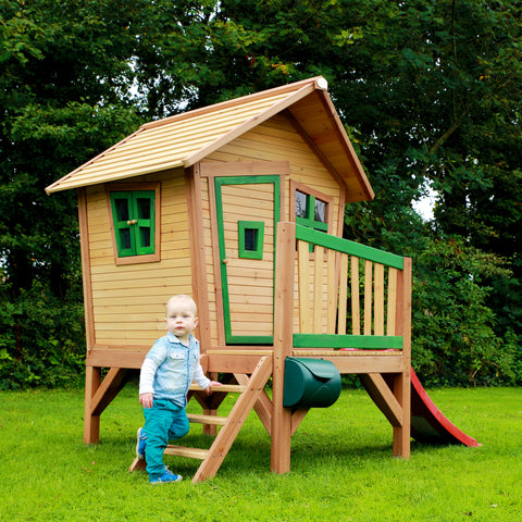 Image of AXI Robin Playhouse Bruin/groen incl rode glijbaan