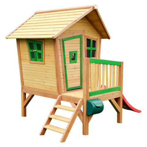 Image of AXI Robin Playhouse Bruin/groen incl rode glijbaan