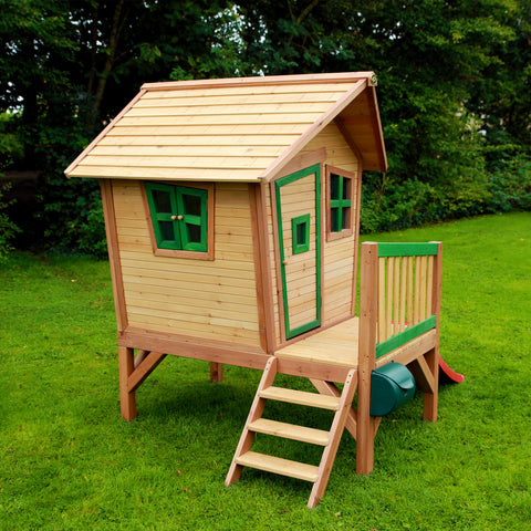 Image of AXI Robin Playhouse Bruin/groen incl rode glijbaan
