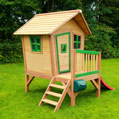 Image of AXI Robin Playhouse Bruin/groen incl rode glijbaan