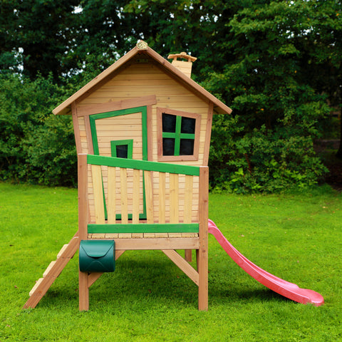 Image of AXI Robin Playhouse Bruin/groen incl rode glijbaan