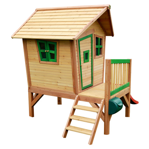Image of AXI Robin Playhouse Bruin/groen incl rode glijbaan
