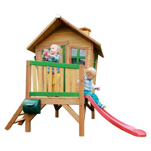 Image of AXI Robin Playhouse Bruin/groen incl rode glijbaan