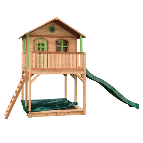 Image of AXI Andy Playhouse Bruin/Groen incl groene glijbaan
