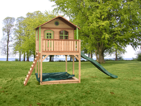 Image of AXI Andy Playhouse Bruin/Groen incl groene glijbaan