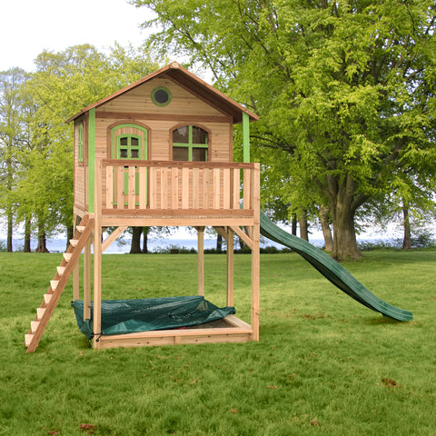 Image of AXI Andy Playhouse Bruin/Groen incl groene glijbaan