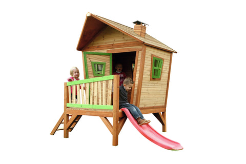 Image of AXI Iris Playhouse Bruin/groen incl rode glijbaan