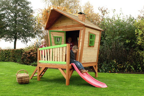 Image of AXI Iris Playhouse Bruin/groen incl rode glijbaan