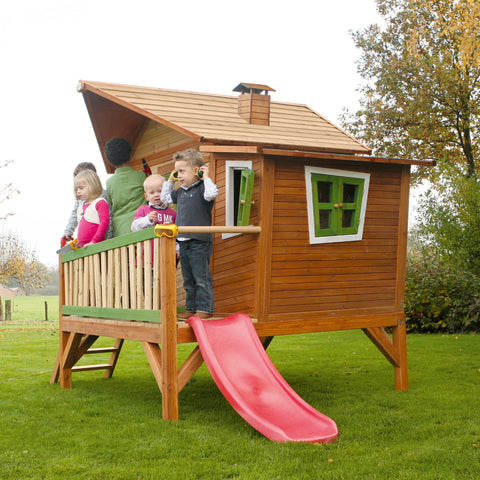 Image of AXI Emma Playhouse Bruin-groen incl rode glijbaan