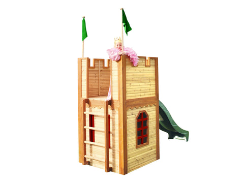 Image of AXI Arthur Playhouse Bruin-rood incl groene glijbaan