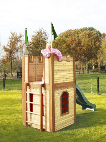 Image of AXI Arthur Playhouse Bruin-rood incl groene glijbaan