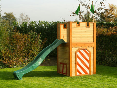 Image of AXI Arthur Playhouse Bruin-rood incl groene glijbaan