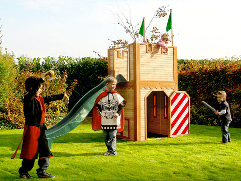 Image of AXI Arthur Playhouse Bruin-rood incl groene glijbaan