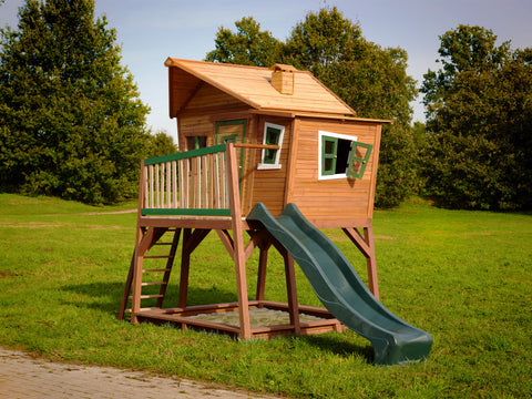 Image of AXI Max Playhouse Bruin-Groen incl groene glijbaan