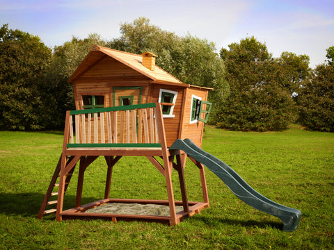 Image of AXI Max Playhouse Bruin-Groen incl groene glijbaan