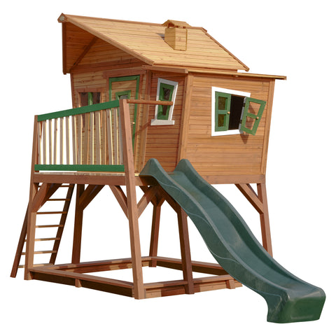 Image of AXI Max Playhouse Bruin-Groen incl groene glijbaan