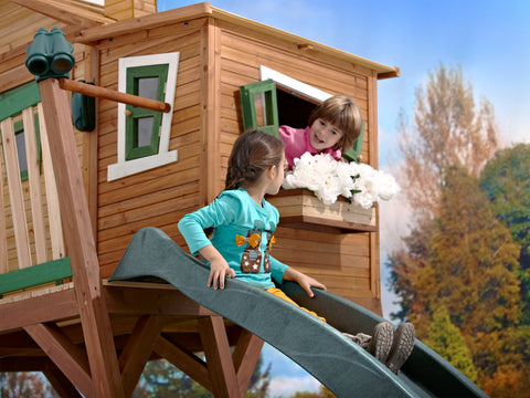 Image of AXI Max Playhouse Bruin-Groen incl groene glijbaan