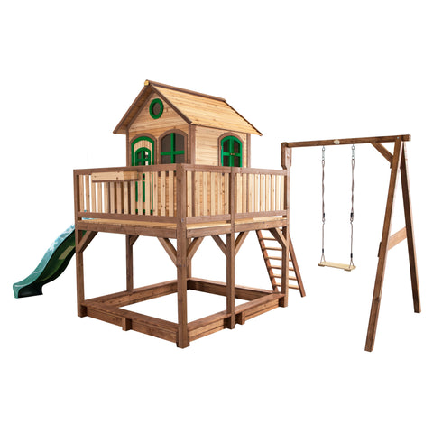 Image of AXI Liam Playhouse Bruin/groen incl enkele schommel