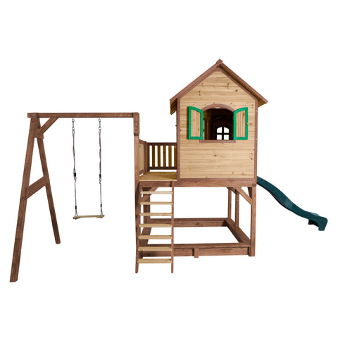 Image of AXI Liam Playhouse Bruin/groen incl enkele schommel