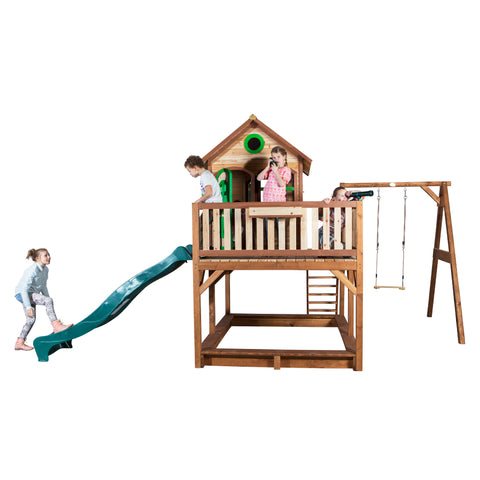 Image of AXI Liam Playhouse Bruin/groen incl enkele schommel