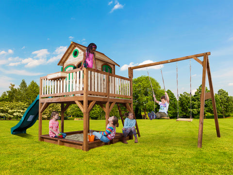 Image of AXI Liam Playhouse Bruin/groen incl dubbele schommel