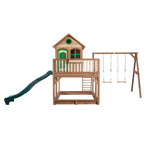 Image of AXI Liam Playhouse Bruin/groen incl dubbele schommel