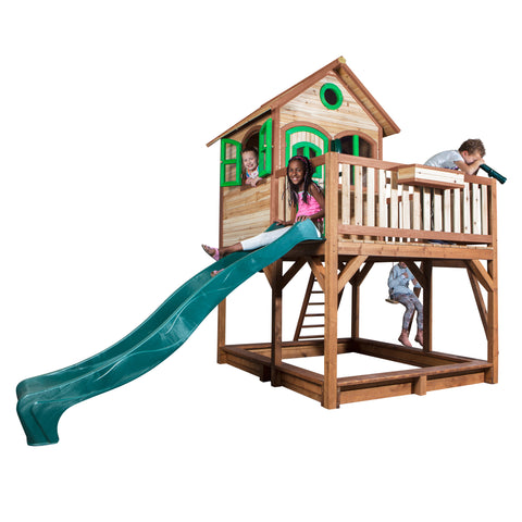 Image of AXI Liam Playhouse Bruin/groen incl dubbele schommel