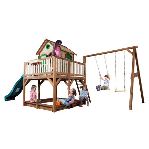 Image of AXI Liam Playhouse Bruin/groen incl dubbele schommel