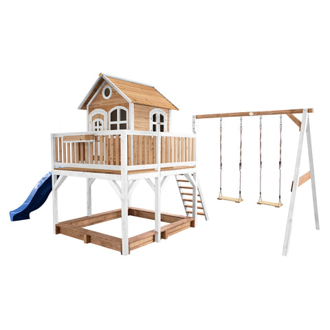 Image of AXI Liam Playhouse Bruin/wit incl dubbele schommel