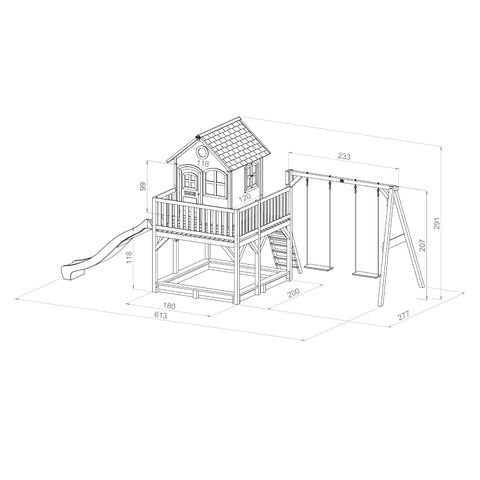 Image of AXI Liam Playhouse Bruin/wit incl dubbele schommel