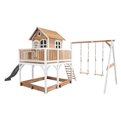 Image of AXI Liam Playhouse Bruin/wit incl dubbele schommel