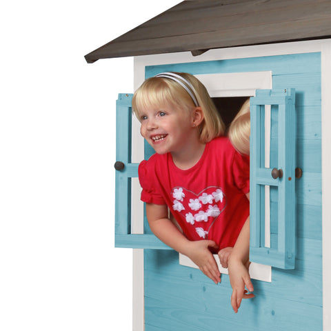 Image of AXI Lodge XL Playhouse Caribbean Blauw incl witte glijbaan